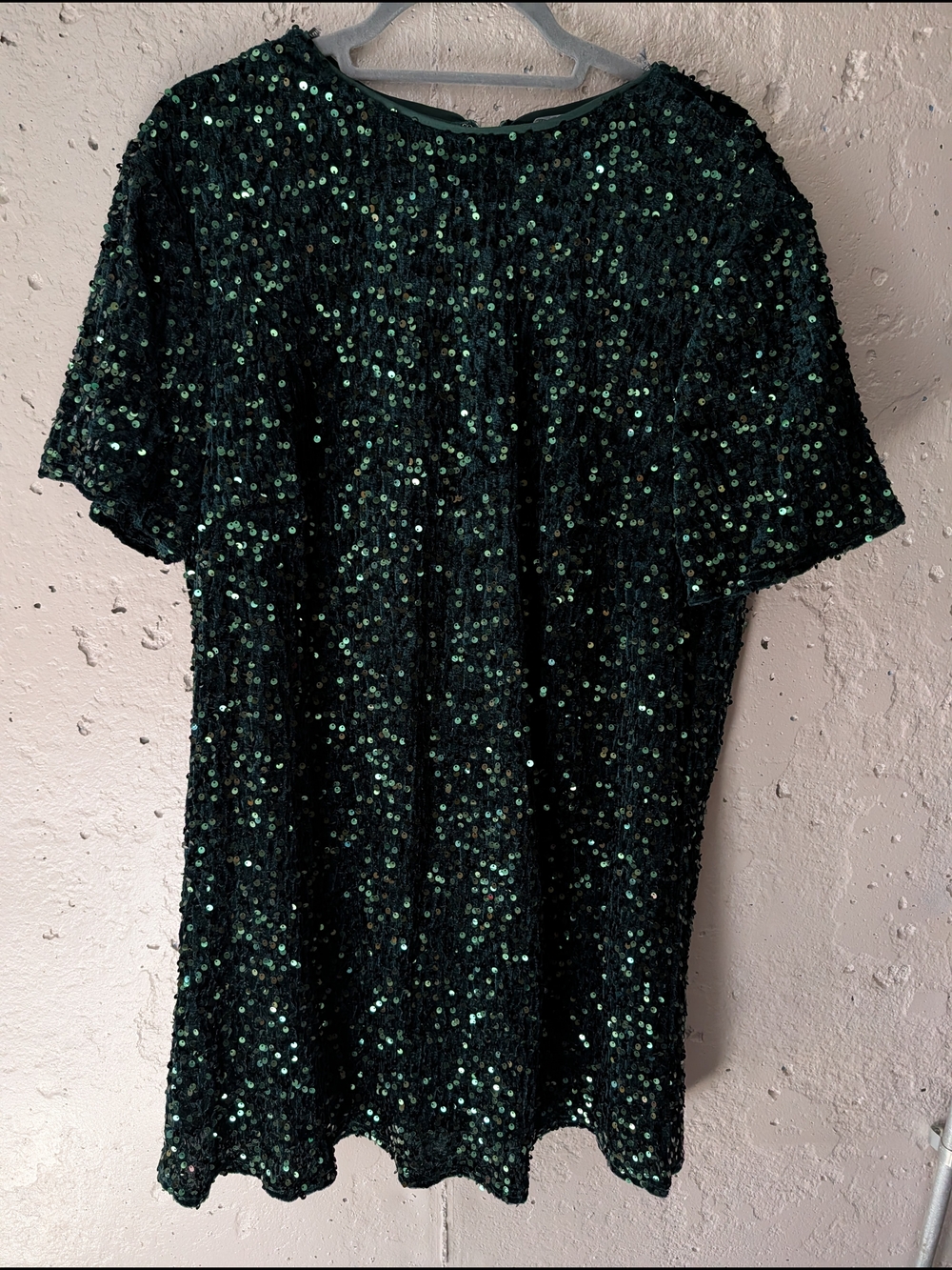 Arula Emerald Green Sequin Velvet Swing Mini Dress L/XL Party Holiday